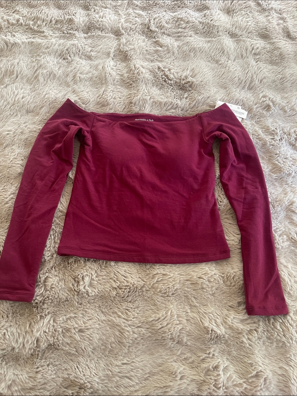 Abercrombie & Fitch Women's Off-the-Shoulder Long Sleeve Top - Wine